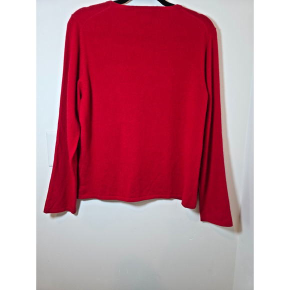 Queen Of Scots Red Cashmere Sweater Womens Long Sleeve Knit Top Size Large - Picture 5 of 8